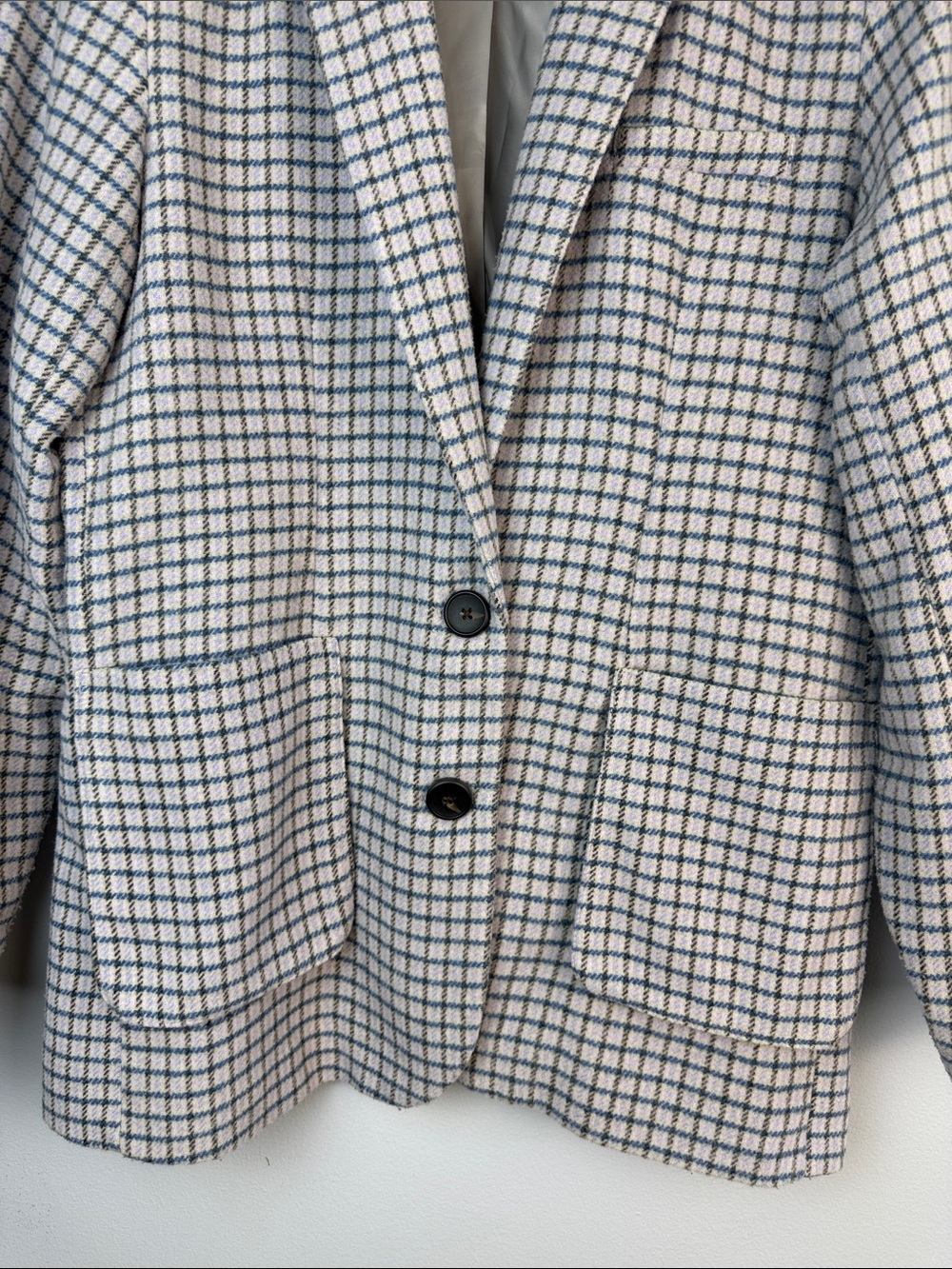 Rails Windsor Blazer Lilac Navy Mini Check Wool Blend Pockets Office Classic M - Picture 5 of 16